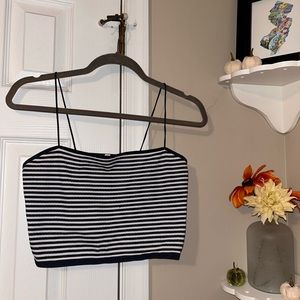 Blue and white striped crop top